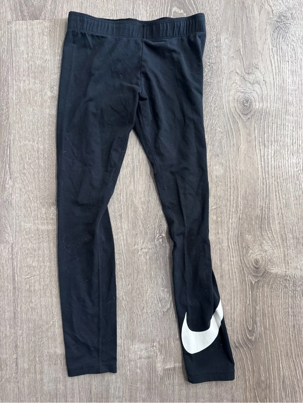 Nike Black Kids Leggings with White Swoosh Accent